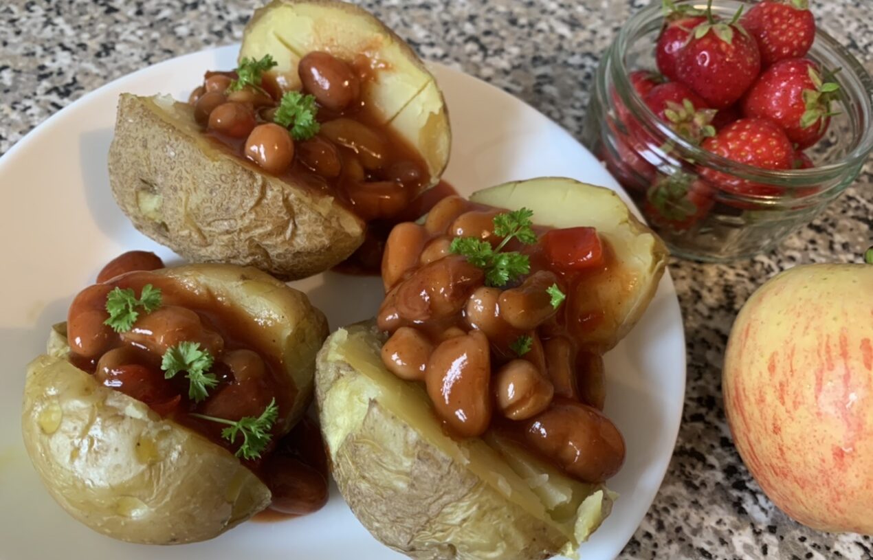 Hot and Spicy Five Beans Jacket Potatoes for 35p