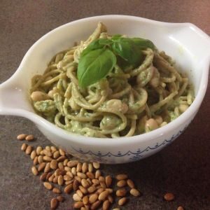 Pesto Pasta with White Beans: Forks Over Knives Cookbook Project